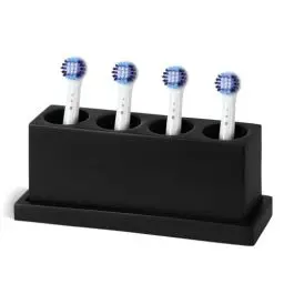 Produktbild: Luxspire Elektrisch Zahnbürstenköpfe Halter, 4 Fächer Harz Zahnbürstenhalter Aufsteckbürsten Halter Kompatibel mit Oral B iO Philips Sonic, Zahnputzhalter Zungenschaber Rasiererhalter, Mattes Schwarz