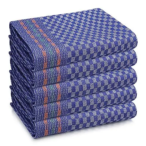 Produktbild: LUXTOGO®️ - Geschirrtücher Baumwolle Set, 100% Baumwolle Küchentücher Ringgesponnene Extra Dicker 300g/m² Geschirrhandtücher 50 x 70 cm Küchenhandtücher für Küche, Restaurant(Blue, Pack of 5)