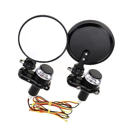 Produktbild: LUXUNA Motorrad Spiegel Universal Motorrad Rückspiegel Mit Blinker 22mm Runde Roller Seite Spiegel Für H&ONDA, LUXUNA