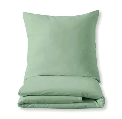 Produktbild: Cotton Castle Luxuriöses Bettset aus Mako-Satin 100% Baumwolle 135x200 155x220 200x200 200x220, Größe:135 x 200 cm, Farbe :Mint-Grün
