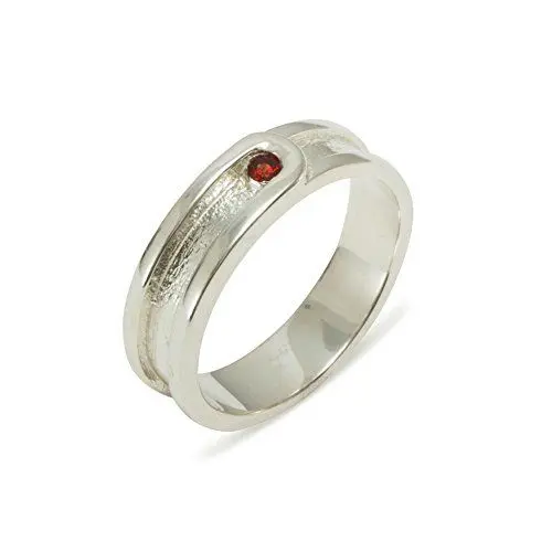 Produktbild: Luxus Herren Ring Solide Sterling Silber 925 mit Granat - Verfügbare Größen : 47 bis 68