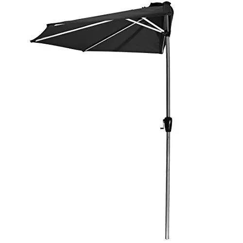 Produktbild: Luxus Sonnenschirm 270 x 135 x 235 cm (B x T x H) Aluminium Schaft 38 mm Durchmesser poliert mit transparenter Schutzlackierung, Schwarz