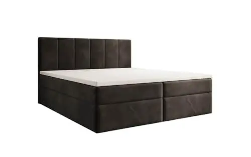 Produktbild: Luxusbetten24 Boxspringbett Aurelia Samt 140x200 mit Stauraum | Bezug: Samt | Farbe: Schwarz | Härtegrad: