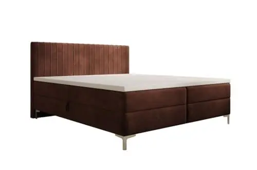Produktbild: Luxusbetten24 Boxspringbett Leona Samt 160x200 mit Stauraum | Bezug: Samt | Farbe: Braun | Härtegrad: