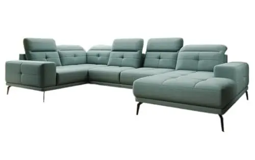 Produktbild: Luxusbetten24 Designer Sofa Nerio mit Verstellbarer Kopf- und Rückenlehne Stoff Grün Rechts