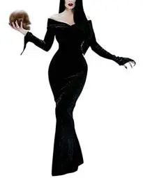 Produktbild: LUYANA Damen Addams Family Mittwoch Kleid Cosplay-Kleider Ballkleid Vintage Cosplay Halloween Karneval A-Schwarz S