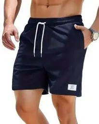 Produktbild: LUYANA Herren Shorts Casual Drawstring Corduroy Shorts Sommer Freizeit Kurze Hosen mit Taschen Marine L