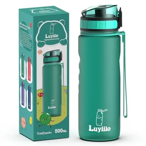 Produktbild: Luyiilo Trinkflasche Kinder Auslaufsicher 500 ml, BPA-Frei Trinkflasche mit Fruchteinsatz, Trinkflasche Kohlensäure Geeignet, Trinkflasche Kinder Perfekt für Schule, Kindergarten, Sport (Grün)