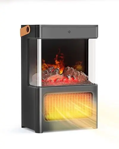 Produktbild: LVARA Elektrokamin Heizlüfter Energiesparend 2000W Elektrischer Heizung Flammeneffekt Heizer,3 Heizmodi Keramik Elektroheizung,12 Std. Timer,Thermostat,Fernbedienung für Wohnzimmer,Schlafzimmer,Büro