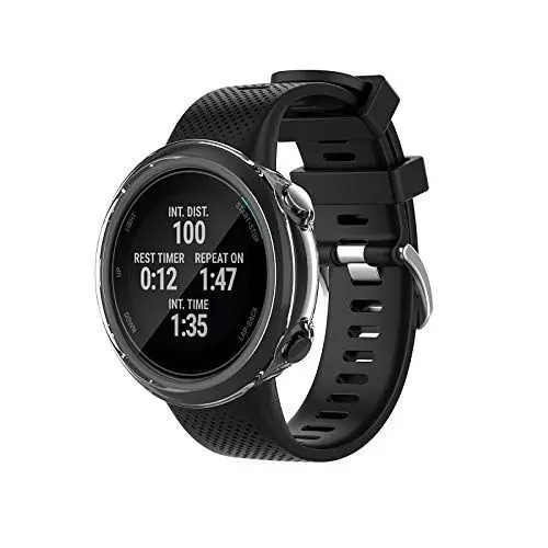 Produktbild: LvBu Schutzhülle kompatibel Für Garmin Swim 2, All-Around Case Ultra dünn TPU Schutz Hülle für Garmin Swim 2 Smartwatch (2 Stück) (Transparente + Schwarz)