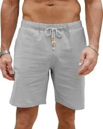 Produktbild: LVCBL Kurze Hosen Herren Leinen Shorts Bermuda Sommershorts Hellgrau M