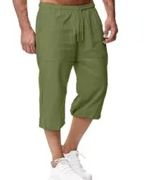 Produktbild: LVCBL Herren Sommer Einfarbig Freizeit Shorts Loose Fit Strand Shorts Armee Grün XL