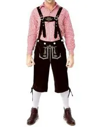 Produktbild: LVCBL Herren Lederhose Trachtenlederhose ，Trachtenhose Kniebund Lang Dunkelbraun L