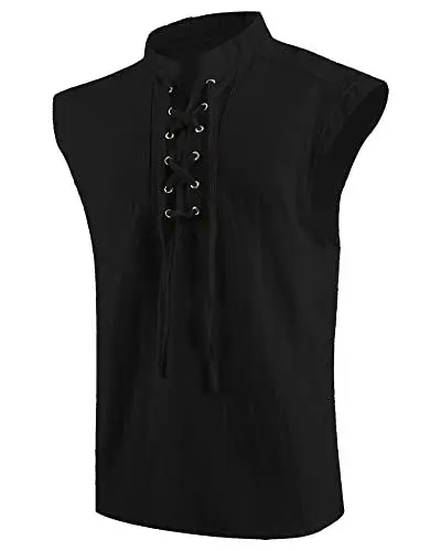 Produktbild: LVCBL Herrenmode T-Shirt Baumwolle T-Shirt Hippie Shirts Ärmelloses Yoga Top Schwarz M