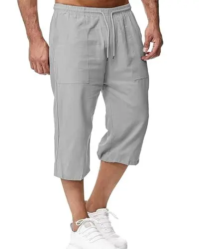 Produktbild: LVCBL Men's Shorts Casual Drawstring Summer with Elastic Waist Hellgrau L