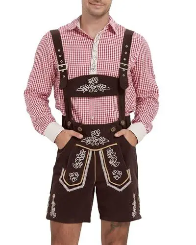 Produktbild: LVCBL Trachtenhose Herren Lederhose für Herren Oktoberfest Hochwertige Dunkelbraun 2XL