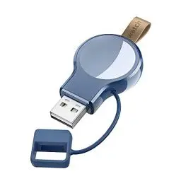 Produktbild: LVFAN Ladegerät für Apple Watch, iWatch Ladegerät Unterwegs, Kabelloses Tragbare Reiseladegerät Zubehör, USB Portable Wireless Travel Charger für Apple Watch 10 9 8 7 6 5 4 3 2 SE Ultra 2 (Blau)