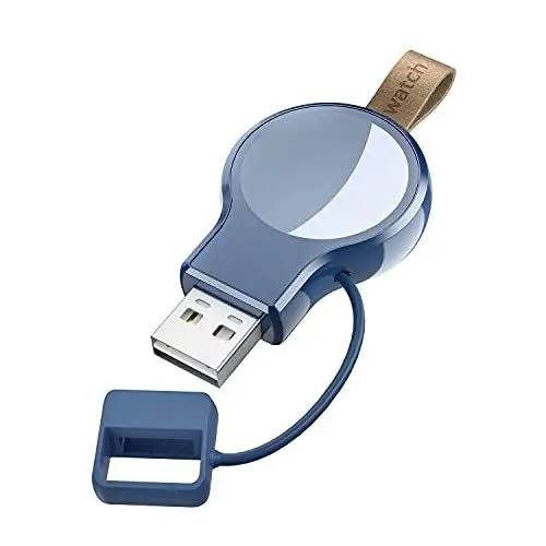Produktbild: LVFAN Ladegerät für Apple Watch, iWatch Ladegerät Unterwegs, Kabelloses Tragbare Reiseladegerät Zubehör, USB Portable Wireless Travel Charger für Apple Watch 10 9 8 7 6 5 4 3 2 SE Ultra 2 (Blau)