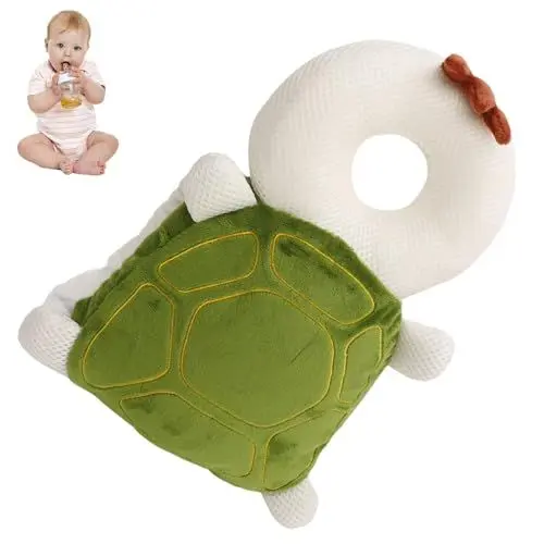 Produktbild: lvifloae Baby Kopfschutz-Kissen | Flaches Atmungsaktives Kopfkissen für 7+ Monate Kopfform-Stütze mit Schmetterlings-Design (1 Stück Rosa)