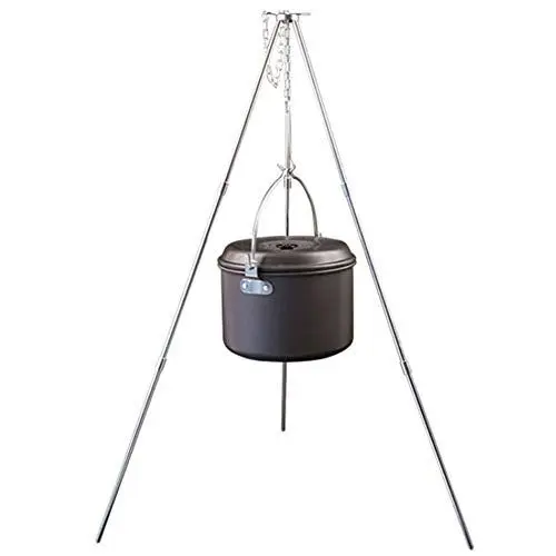 Produktbild: lvifloae Outdoor-Kochstativ, Outdoor Portable Foldable Metal Barbecue Grills Hanging Tripod mit variabler Länge Kette für Camping Picknick BBQ Kochen ohne Wasserkocher