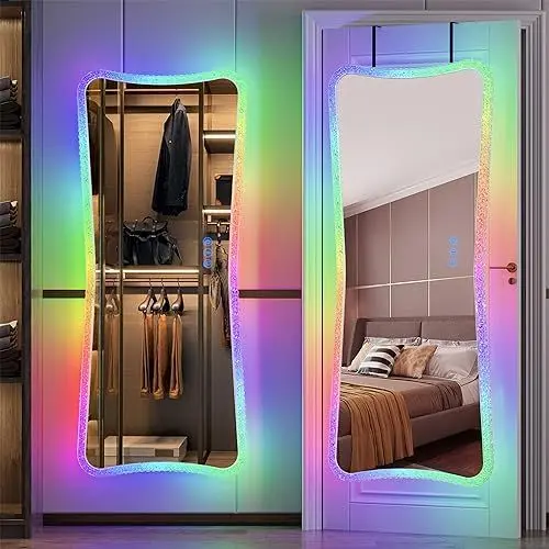 Produktbild: Lvifur Ganzkörperspiegel, 120 x 50 cm Groß Spiegel mit Licht und Ständer, Groß Wandspiegel mit Mehreren Lichtmodi für Badezimmer Schlafzimmer Wohnzimmer Ankleidezimmer Party