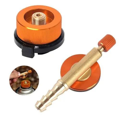 Produktbild: Lvjkes Gaskartuschen Adapter Set - 2 Stück Camping Tragbarer Gas Adapter, Umwandlung Kopf für Butan Kanister Schraube Gaskartusche Kolbenadapter Outdoor Klettern Camping Zubehör