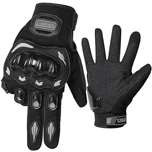 Produktbild: LVNRIDS Motorradhandschuhe Touchscreen Herren Damen, Sommer Motorrad atmungsaktive Handschuhe für Motocross BMX ATV MTB Straßenrennen Schwarz XXL