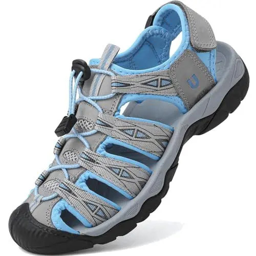 Produktbild: Lvptsh Damen Trekkingsandalen Geschlossene Sommer Outdoor Sport Sandalen für Strand Wassersport Wandersandalen Männer,Greyblue,EU43