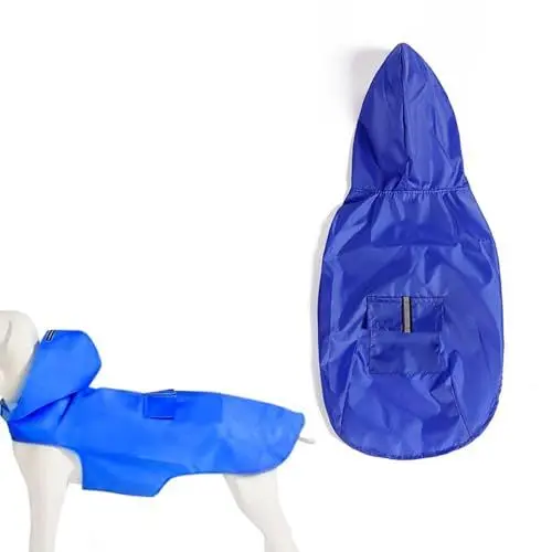 Produktbild: LWLWA Regenjacke Hund, Blau Regencape für Hunde, Hunde Regenjacke mit Reflektierenden Streifen, Selbstklebender Hunderegenmantel mit Taschen, für Hunde zum Ausgehen in Regnerischen Nächten(XXL-Größe)