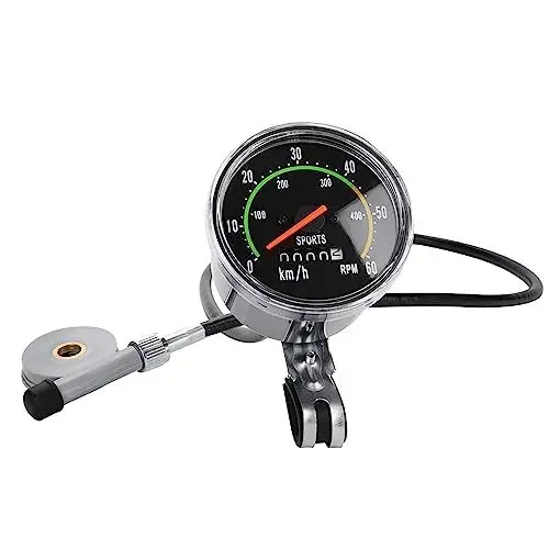 Produktbild: Lwuey Mechanischer Tachometer Klassischer Analoger Geschwindigkeitsmesser Kilometerzähler Fahrradcomputer Verkabelter Wasserdichter Aluminiumlegierung Fahrradtachometer für 26 bis 29 Zoll Fahrrad