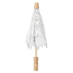 Produktbild: Lwuey Spitzen Schirm, Handgemachter Blumenstickerei Regenschirm Braut Hochzeits Fotografie Brautparty Halloween Kostüm Dekoration Foto Requisiten Geschenk Seidenstoff Bühnenaufführung(Small-Weiss)