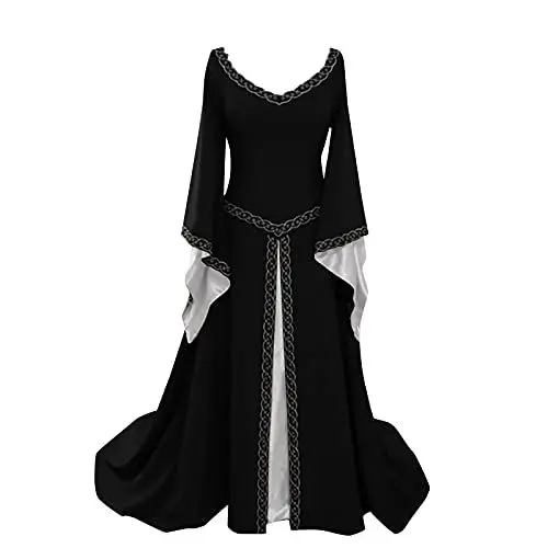 Produktbild: Lxitoler Festliche Kleider Halloween Kostüme Trompetenärmel Kleid Mittelalter Kleid Große Größen Corsagenkleid Damen Wikinger Kleidung Damen Viktorianische Kleidung Damen Medieval Dress Robe Zum