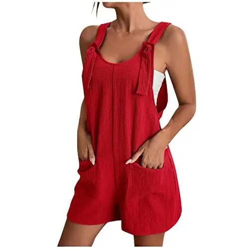 Produktbild: Anrabess Jumpsuit Sommer Casual Playsuit Casual V-Ausschnitt Hosenanzug Hosenanzug V-Ausschnitt Playsuit Jumpsuits Für Damen Damen Sommer Casual Playsuit Latzhose Kurz Damen Jumpsuit Festlich