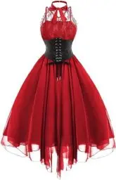 Produktbild: Lxitoler Gothic Kleid Damen Goth Dress Damen Halloween Kleid Ärmellos Schwarzer Engel Gothic Dress Damen-Korsettkleid Damen Gothic Kleider Engel Kostüm Rockabilly Kleider Damen Halloween Maid Dress