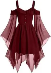 Produktbild: Lxitoler Halloween Kostüm Damen Sexy Gruselig Hexenkostüm Viktorianisches Kleid Halloween Pullover Damen Viktorianische Kleider Rotes Kleid Damen Mittelalter Kleidung Damen Damen Kleider Elegant
