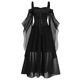 Produktbild: Gothic Kleidung Damen Mittelalter Renaissance Kleid Damen Hexenkleidung Mittelalter Gewandung Damen Halloween Kostüme Damen Swing Kleid Damen Traditionelles Irisches Kleid Kostüm Für Damen