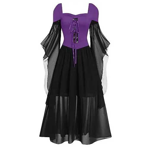 Produktbild: Lxitoler Piratenkostüm Damen Kleid Im Prinzessin-Stil Für Damen Trompetenärmel Kleid Wikinger Kleidung Damen Women Gothic Dress Mittelalterliche Kleidung Damen Mittelalter Kleidung Mittelalterkleid