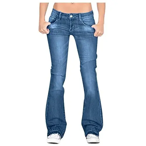 Produktbild: Lxitoler Stretch Jeanshose Damen Jeans Mit Schlag Damen Pantalon Évasé Jeans Damen Bootcut Schlaghose Jeans Jeanshose Damen Damen High Waist Schlaghose Schlaghose Jeans Y2K Jeans Damen Femme Bootcut