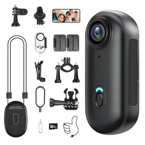 Produktbild: LXMIMI Wifi Action Cam, 170° Sportkamera Wifi HD 1080P Mini Sportkamera, Kleine Action Kamera, Fahrrad Video Kamera, Motorrad Helm Kamera mit Vielfältigem Zubehör für Reiten und Haustiere Spaziergänge