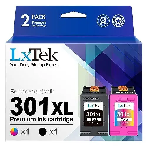 Produktbild: LxTek 301 XL 301XL Wiederaufbereitet Patronen Kompatible für HP 301 Druckerpatronen für DeskJet 2540 1000 1050 2050 2050A 3000 3050 3050A 3510 Envy 4500 4502 5530 OfficeJet 2620 4630 4632 (2er-Pack)