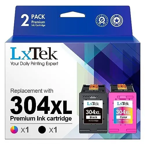 Produktbild: LxTek 304 XL 304XL Wiederaufbereitet Patronen Kompatibel für HP 304 Druckerpatronen für Envy 5030 5010 5020 5032 für Deskjet 2630 2620 2622 2632 2633 2634 3720 3730 3733 3735 (1 Schwarz, 1 Farbe)