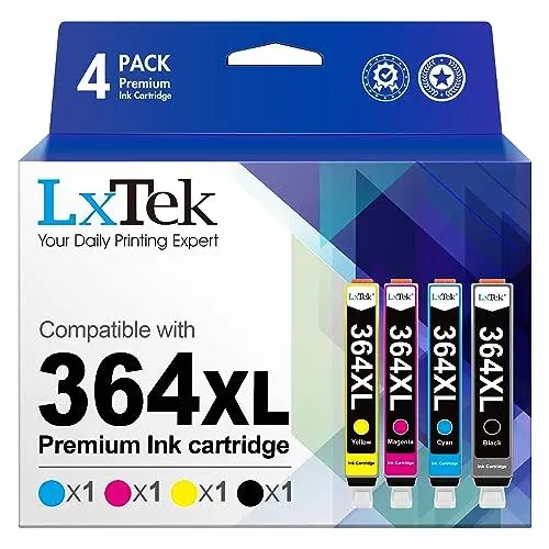 Produktbild: LxTek 364 XL Kompatibel für HP 364 Druckerpatronen für HP Photosmart 5520 Druckerpatronen für HP 364 XL Deskjet 3520 Patronen 5524 4622 5522 6520 5510 7520 (Schwarz, Cyan, Magenta, Gelb, 4er-Pack)