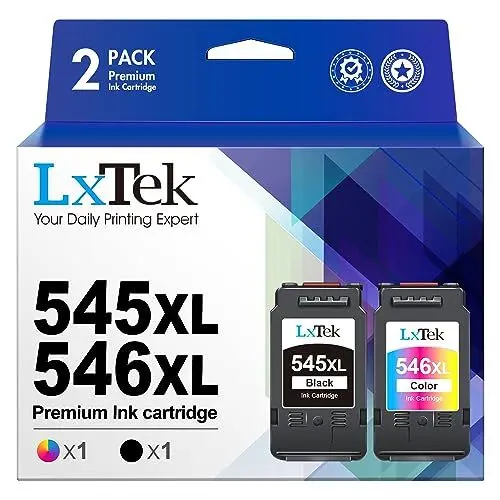 Produktbild: LxTek 545 546 XL Multipack Patronen als Ersatz für Canon Druckerpatronen 545 546 PG-545XL CL-546XL für Pixma MX495 TR4550 TR4551 TS3150 MX490 MG3050 MG2950 MG2950S MG2555S MG2550S TS3350 (2er-Pack)