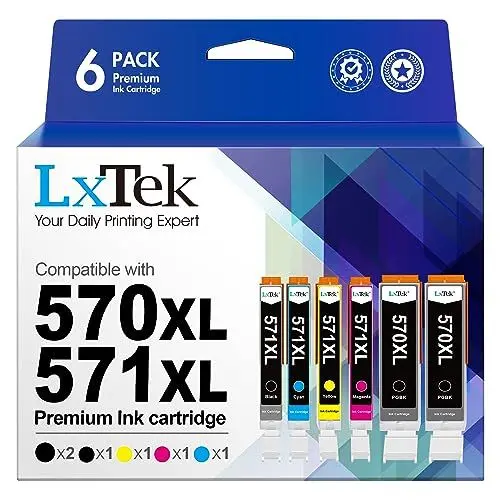 Produktbild: LxTek 570 571XL Tintenpatrone als Ersatz für PGI-570 XL CLI-571 XL Druckerpatronen Canon TS5050 für PIXMA MG5750 TS6051 MG6850 TS6050 MG5700 MG5751 MG5752 MG6800 MG6851 MG6852 TS5051 TS5055 (6er-Pack)