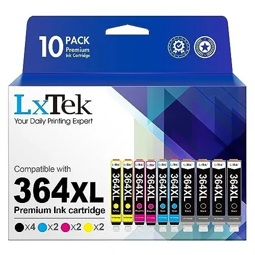 Produktbild: LxTek Tintenpatrone Kompatibel für HP 364XL für Deskjet 3070A 3520 für Photosmart 5520 5510 5515 5524 6510 6520 7510 7520 (Schwarz, Cyan, Magenta, Gelb, 10er-Pack)