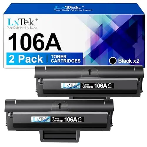 Produktbild: LxTek W1106A 106A Toner Kompatibel für HP Laser MFP 137fwg, 107w, 107a, 107r, 135wg, 135w, 135a, 135r - Schwarz, 2er-Pack