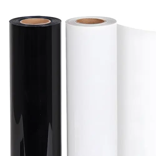 Produktbild: Lya Vinyl 2 Rollen Plotterfolie Textil Weiß & Schwarz 30,5cm × 915cm | Plotterfolie für Textildruck mit Cricut und Cameo | Transferfolie zum Aufbügeln für DIY T-Shirt
