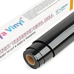 Produktbild: Lya Vinyl Schwarz Plotterfolie Textil 30.5cm × 5m Plotter Folie Textildruck für Cricut und Cameo, Verwendet in Textilien Transferfolie zum Aufbügeln für DIY T-Shirt