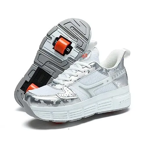 Produktbild: LYBANG Rollschuhe für Kinder Schuhe Mit Doppelt Rollen Automatisch Räder Rochen Skateboardschuhe Outdoor Fitnessschuhe Gymnastik Sneakers Kinder