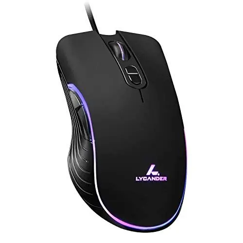 Produktbild: LYCANDER LMC380 Gaming-Maus, kabelgebunden, Optische USB-Mäuse mit Einstellbarer Dpi, bis zu 6400, 7 Tasten, LED, 1, 5 m Kabel